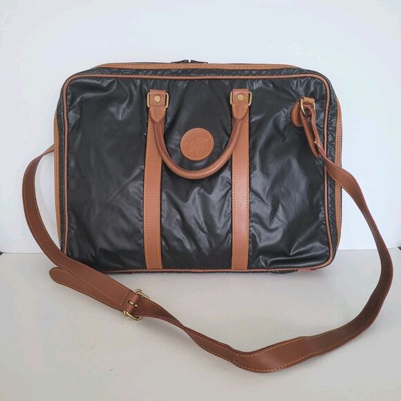 Hunting World Briefcase Laptop Men's Shoulder Bag Vintage Black Brown Italian - Picture 1 of 11